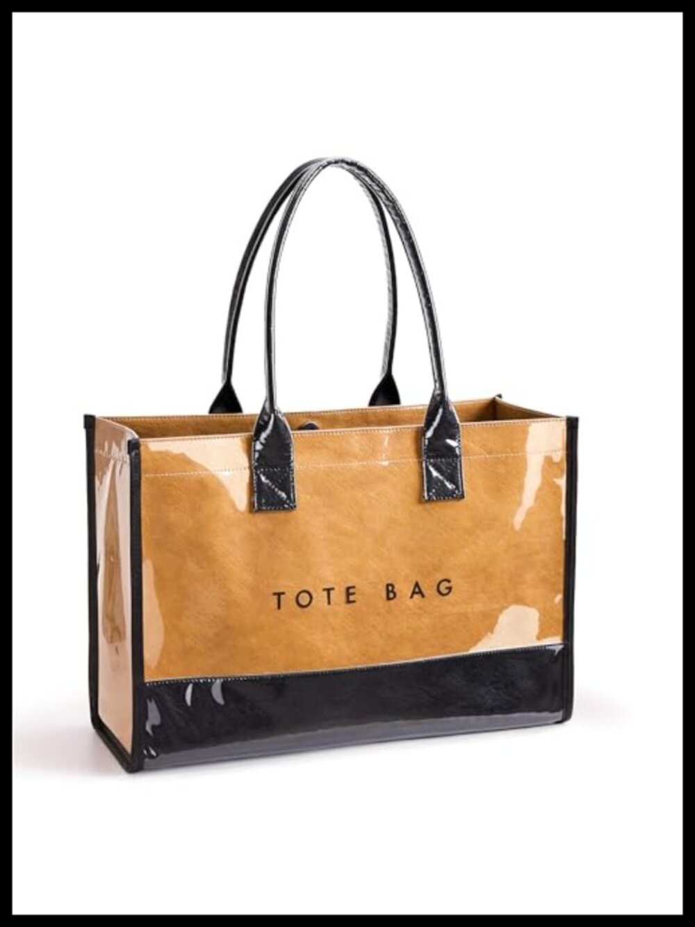 Large PVC Tote Bag for Women Kraft Paper Work Handbag Jelly Purse Spacious